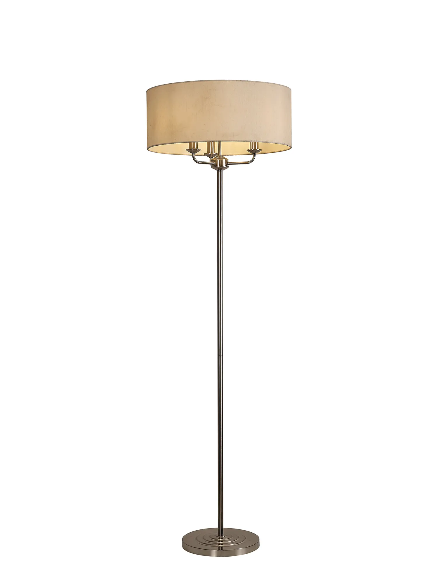 Banyan 45cm 3 Light Floor Lamp Satin Nickel; Ivory Pearl